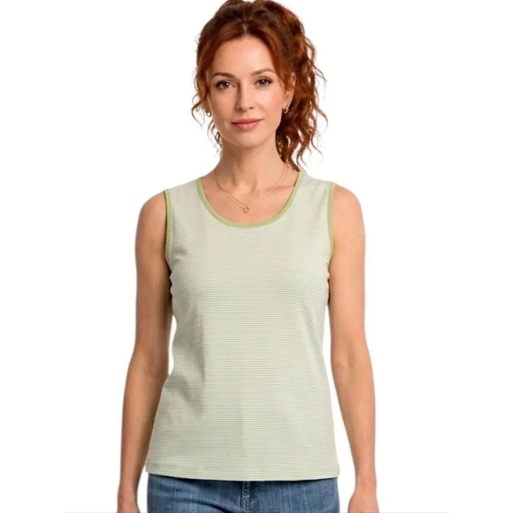 Croft&Barrow Green Striped Stretch Tank Top Size M